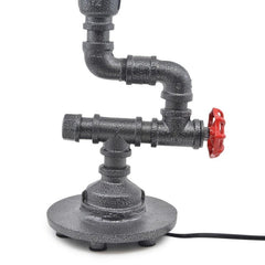 Steampunk Desk Lamp Metal Pipe Red Valve Cage Holder E27 Max 40W