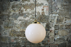 Opal Glass Globe Pendant Light IP44 Brass Gallery 20–35cm 7 Finishes