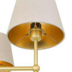 Six-Arm Brass Chandelier Fabric Shades Ø95cm 6×E27 4 Finishes 2 Shade Colours