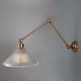 Adjustable Arm Wall Light Reeded Glass Shade Wingnut Joints E27 69cm