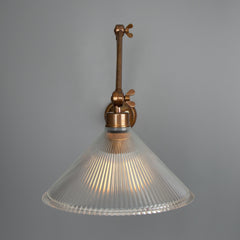 Adjustable Arm Wall Light Reeded Glass Shade Wingnut Joints E27 69cm