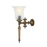 Victorian Brass Wall Light Etched Glass Shade E27 H37cm 4 Finishes