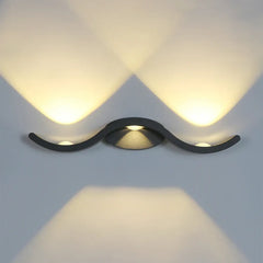 Outdoor Wave Wall Light Aluminium IP65 Motion Sensor 9W 3-Head