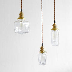 Brass & Textured Glass Pendant Light
