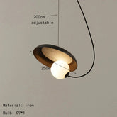Opal Globe Metal Ring Pendant Light, 25–35 cm