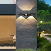 Outdoor Wave Wall Light Aluminium IP65 Motion Sensor 9W 3-Head