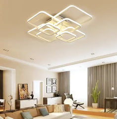 Square Layered LED Chandelier Iron Acrylic Dimmable