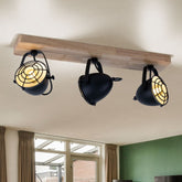 Industrial 3-Lamp Ceiling Light Black Adjustable Arms 3×E14