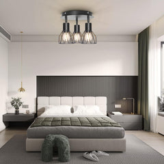 Industrial 3-Spot Ceiling Light Brass Iron Adjustable 3×E14