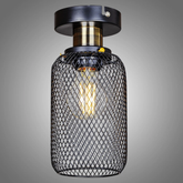 Black Mesh Cage Ceiling Light Matte Black Brass E27 40W Ø11cm