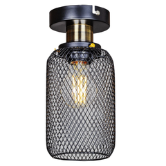 Black Mesh Cage Ceiling Light Matte Black Brass E27 40W Ø11cm