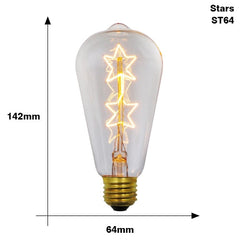 Vintage ST64 Star Filament Bulb E27 40W 2700K