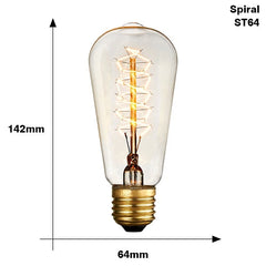 Vintage Spiral Filament Bulb ST64 E27 40W Warm White