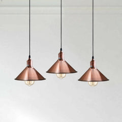 3-Light Copper Pendant Iron E27 Adjustable 95cm Width 50cm