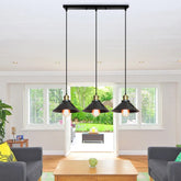 Industrial 3-Light Pendant Black Iron 3×E27 40W Straight or Round Bar