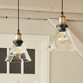 Conical Glass Pendant Light Translucent Moulded Ø18cm 114cm Cable