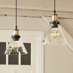Conical Glass Pendant Light Translucent Moulded Ø18cm 114cm Cable
