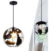 Terrestrial Globe Pendant Light Metal Black E27 40W Ø20cm
