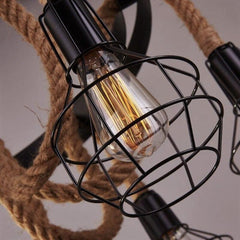 Industrial Pendant Light Metal Rope E27 Black Brown Ø80cm