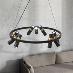 Industrial Multi-Spot Pendant Light GU10 LED Black Gold Ø65cm