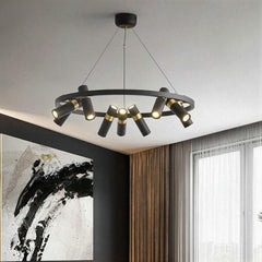 Industrial Multi-Spot Pendant Light GU10 LED Black Gold Ø65cm