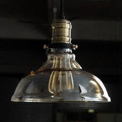 Industrial Rustic Glass Pendant Light Brass E27 — H100cm × W25cm