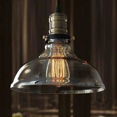 Industrial Rustic Glass Pendant Light Brass E27 — H100cm × W25cm