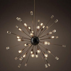 Spine Industrial Pendant Light — Black & Brass, Glass Reflectors, E27, Ø50cm