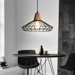 Black Wood Industrial Pendant Light E27 — Ø25cm or Ø40cm