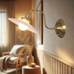 Frosted Glass Wall Light, Brass — French Country