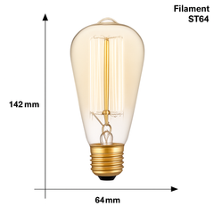 Vintage Filament Bulb ST64 E27 40W Warm White
