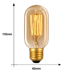 Vintage Filament Tube Bulb T45 E27 40W Warm White