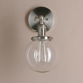 Brushed Aluminium Wall Light Hand-Blown Glass E27 180° Arm Socket Switch