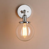 Chrome Wall Light Polished Chrome Glass E27 180° Arm Rotary Switch