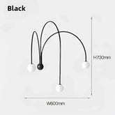 Curved Arch Wall Light 3 Globe LED IP20 — Black, Red or Gold