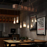 Antique Wooden Beam Pendant Light Solid Wood Metal E27