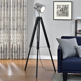 Industrial Cinema Floor Lamp Black Chrome Steel E27