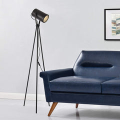 Minimalist Industrial Cinema Floor Lamp Wood Steel E27 150cm