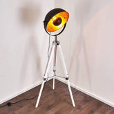 Moon Industrial Cinema Floor Lamp White Base Wood Steel E27