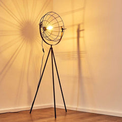 Moon Brut XL Industrial Cinema Floor Lamp Raw Steel Wood E27