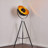 Industrial Cinema Moon L Floor Lamp Wood Unfinished Steel E27