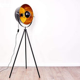 Moon Like Industrial Cinema Floor Lamp Wood Unfinished Steel E27