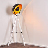 Moon XL Industrial Cinema Floor Lamp White Base Wood Metal E27