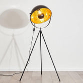 Moon Industrial Cinema Floor Lamp Wood Unfinished Metal E27
