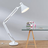 Pixar Industrial Cinema Floor Lamp White Wood Untreated Metal E27 180cm