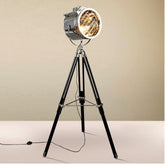 Industrial Cinema Projector Floor Lamp Wood Unfinished Steel E27