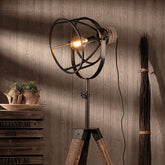 Rustic Industrial Cinema Floor Lamp Wood Steel E27 163 cm