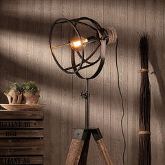 Rustic Industrial Cinema Floor Lamp Wood Steel E27 163 cm