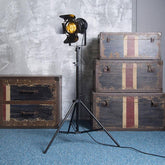 Industrial Cinema Floor Lamp Wood Unfinished Steel E27