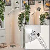 Designer Offset Floor Lamp Brushed Nickel Adjustable Arm E14